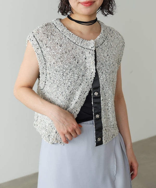 【セットアップ対応可能】【選べるサイズ展開】MIX編みラインニットトップス
