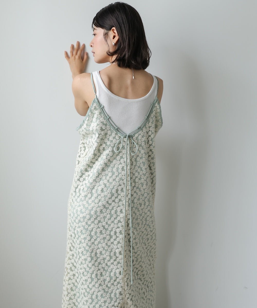【ワンピース人気NO.1】刺繍フラワーキャミワンピース