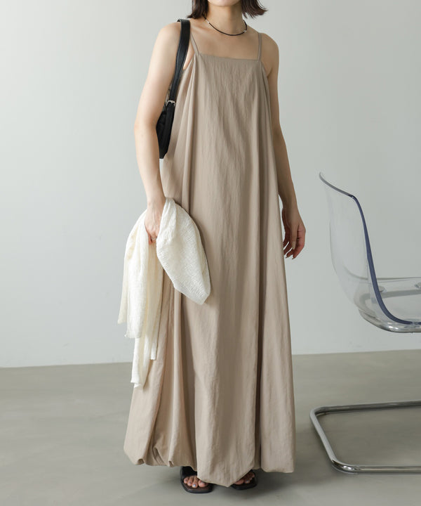 裾バルーンバックギャザーキャミワンピース
