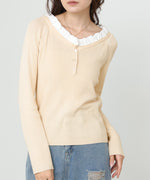 衿フリルニットトップス