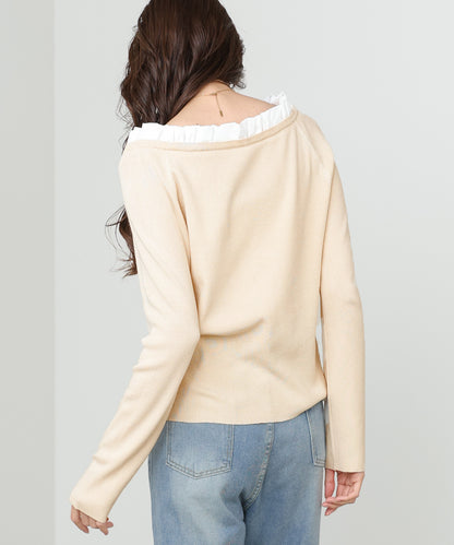 衿フリルニットトップス