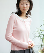 衿フリルニットトップス