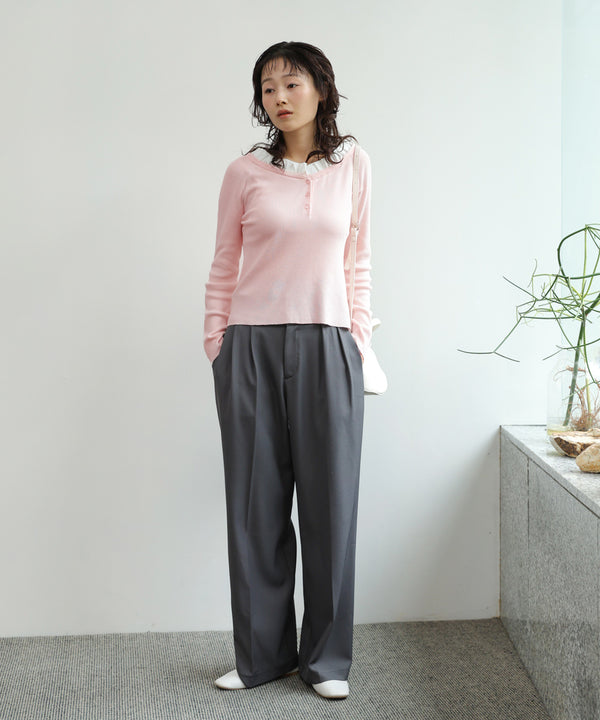 衿フリルニットトップス