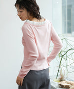 衿フリルニットトップス