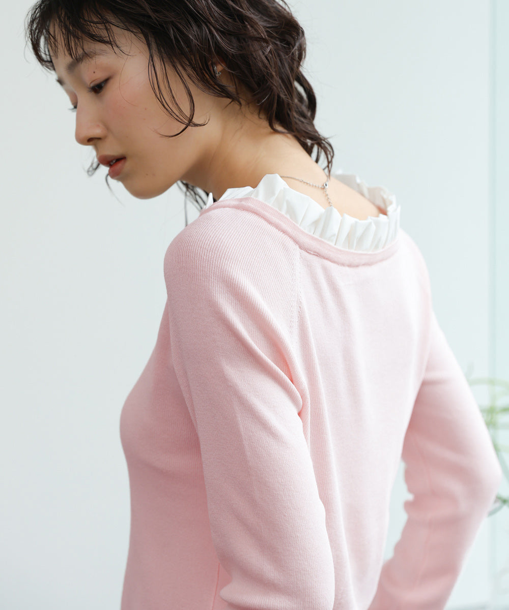 衿フリルニットトップス