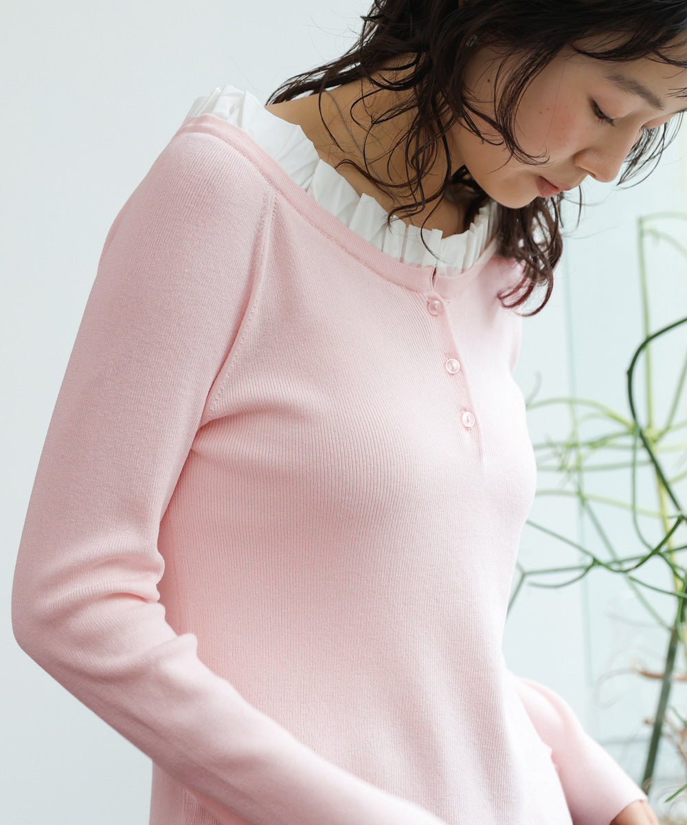 衿フリルニットトップス