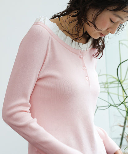 衿フリルニットトップス