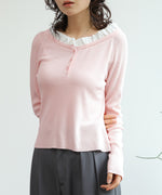 衿フリルニットトップス