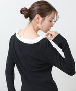 衿フリルニットトップス