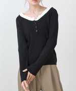 衿フリルニットトップス