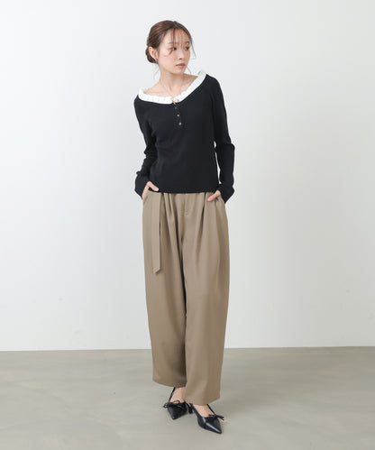 衿フリルニットトップス