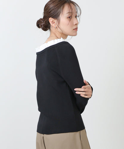 衿フリルニットトップス