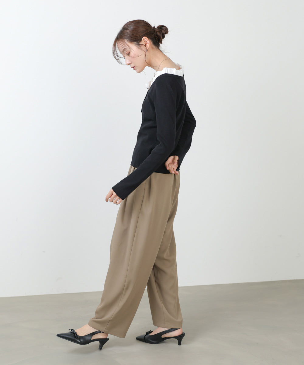 衿フリルニットトップス