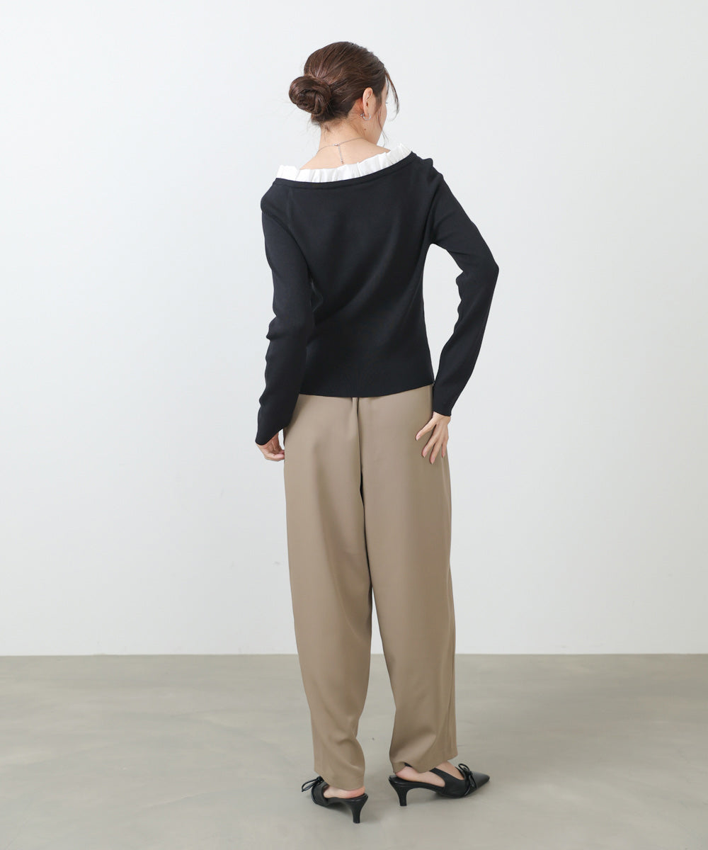 衿フリルニットトップス