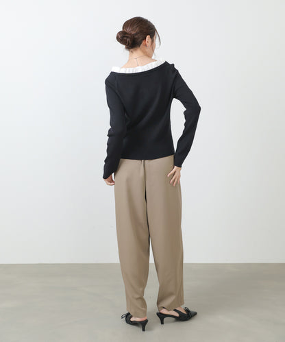 衿フリルニットトップス