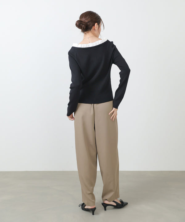 衿フリルニットトップス