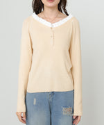 衿フリルニットトップス