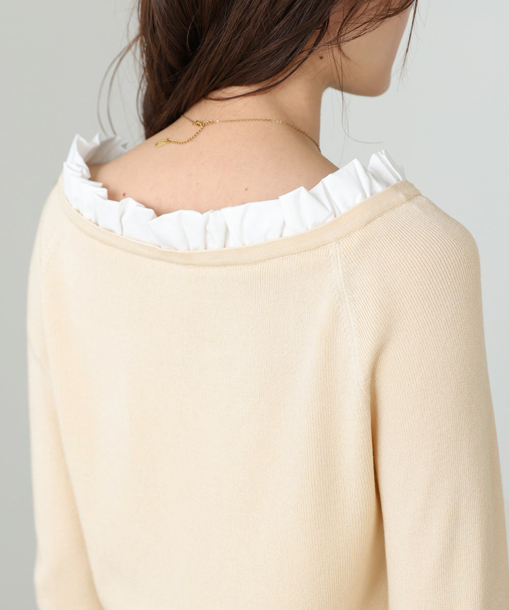 衿フリルニットトップス
