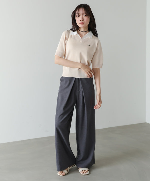 シャツレイヤードライクニットトップス