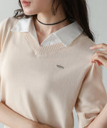 シャツレイヤードライクニットトップス