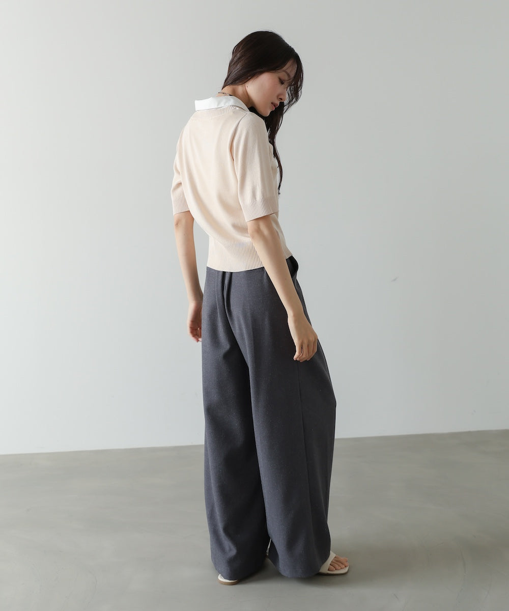 シャツレイヤードライクニットトップス