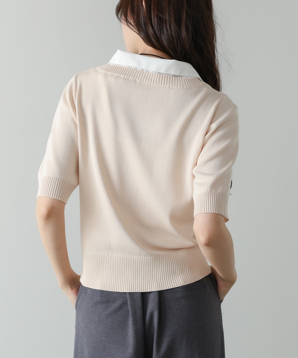 シャツレイヤードライクニットトップス