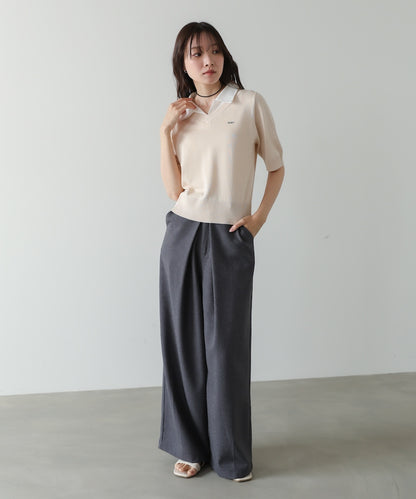 シャツレイヤードライクニットトップス