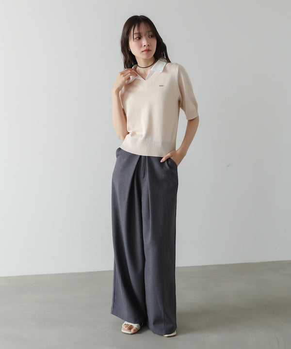 シャツレイヤードライクニットトップス