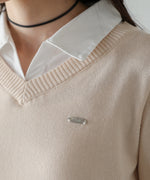 シャツレイヤードライクニットトップス