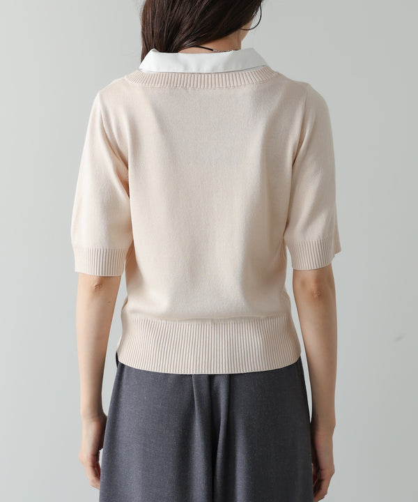 シャツレイヤードライクニットトップス