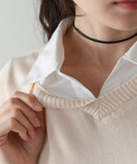 シャツレイヤードライクニットトップス