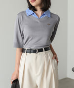 シャツレイヤードライクニットトップス