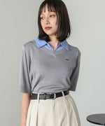 シャツレイヤードライクニットトップス