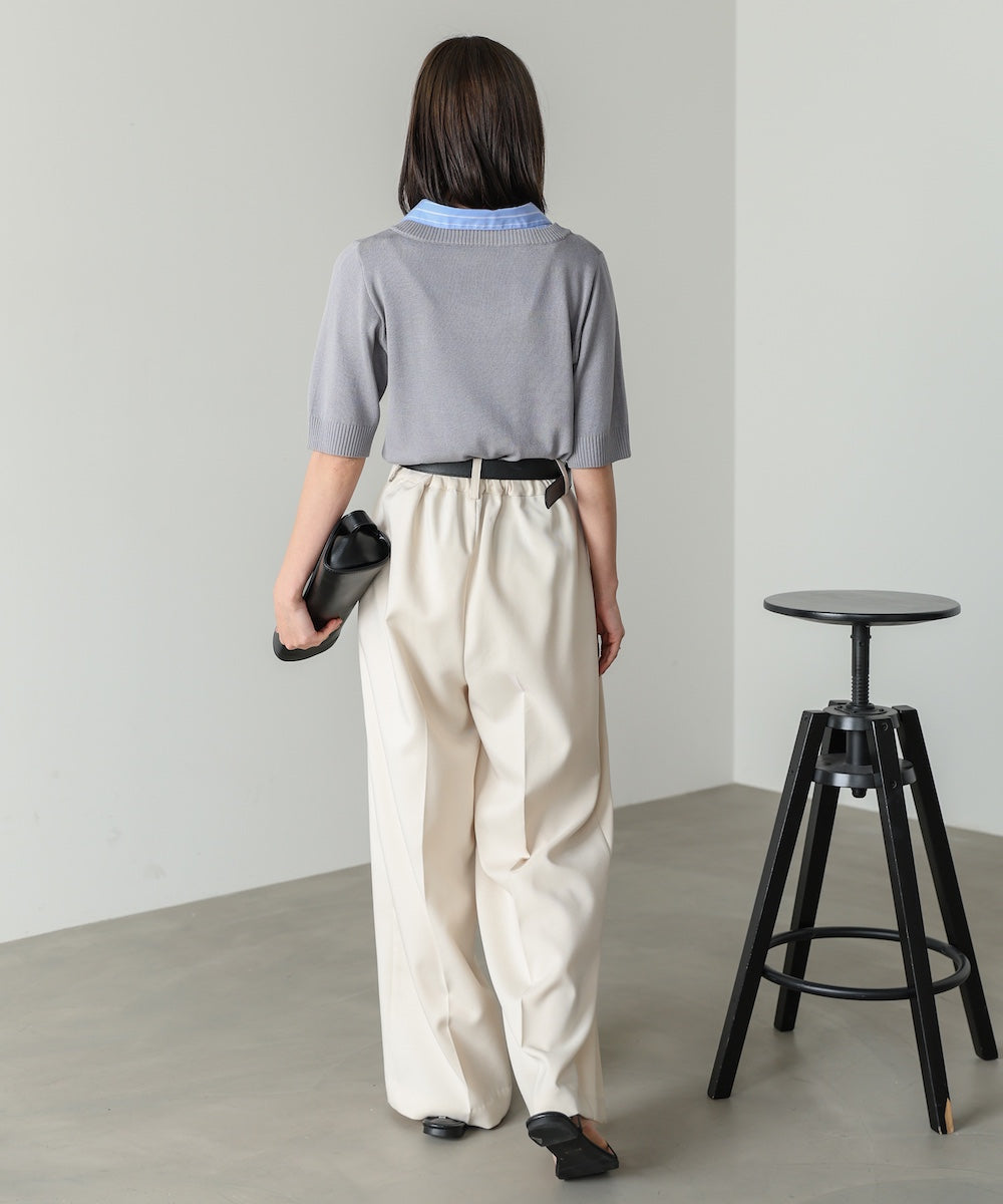 シャツレイヤードライクニットトップス