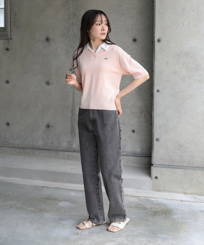 シャツレイヤードライクニットトップス