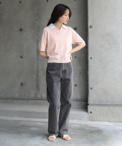 シャツレイヤードライクニットトップス