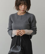◆発売前◆【クルーネック】チュールレイヤードリブニットトップス[9/10発売]