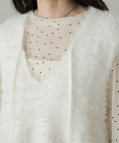前後2WAYシャギーペプラムニットベスト