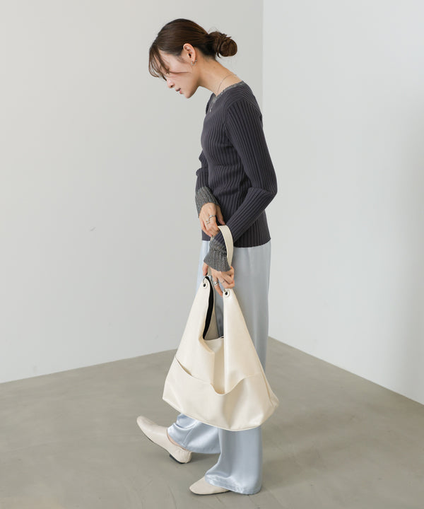 ◆発売前◆【クルーネック】袖シアー使いリブニットトップス[9/3発売開始]
