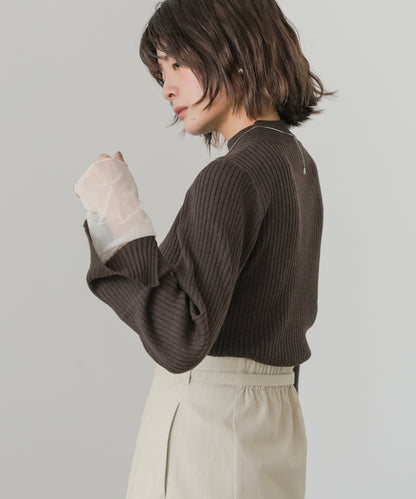 ◆発売前◆【ハイネック】チュールレイヤードリブニットトップス[9/10発売]