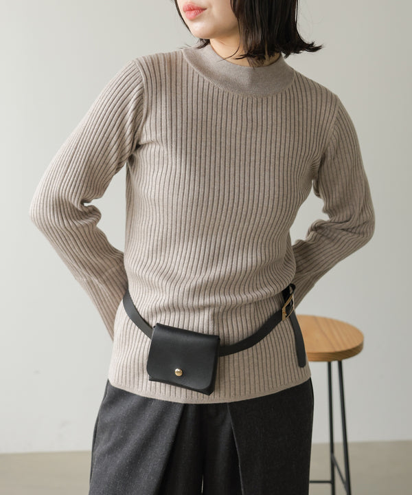 ◆発売前◆【ハイネック】チュールレイヤードリブニットトップス[9/10発売]