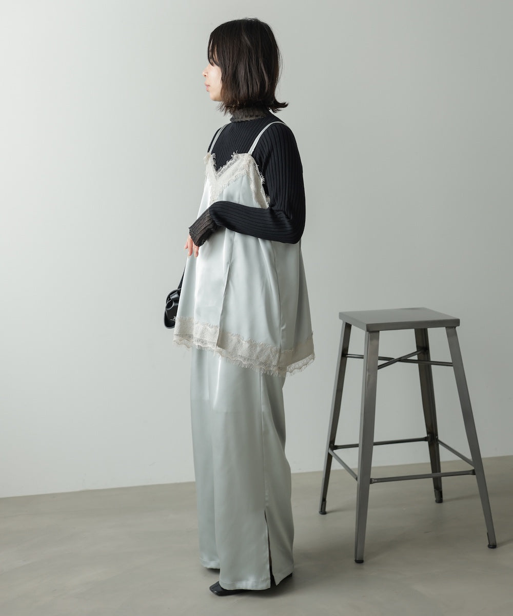 ◆発売前◆【プチハイネック】袖シアー使いリブニットトップス[9/3発売開始]