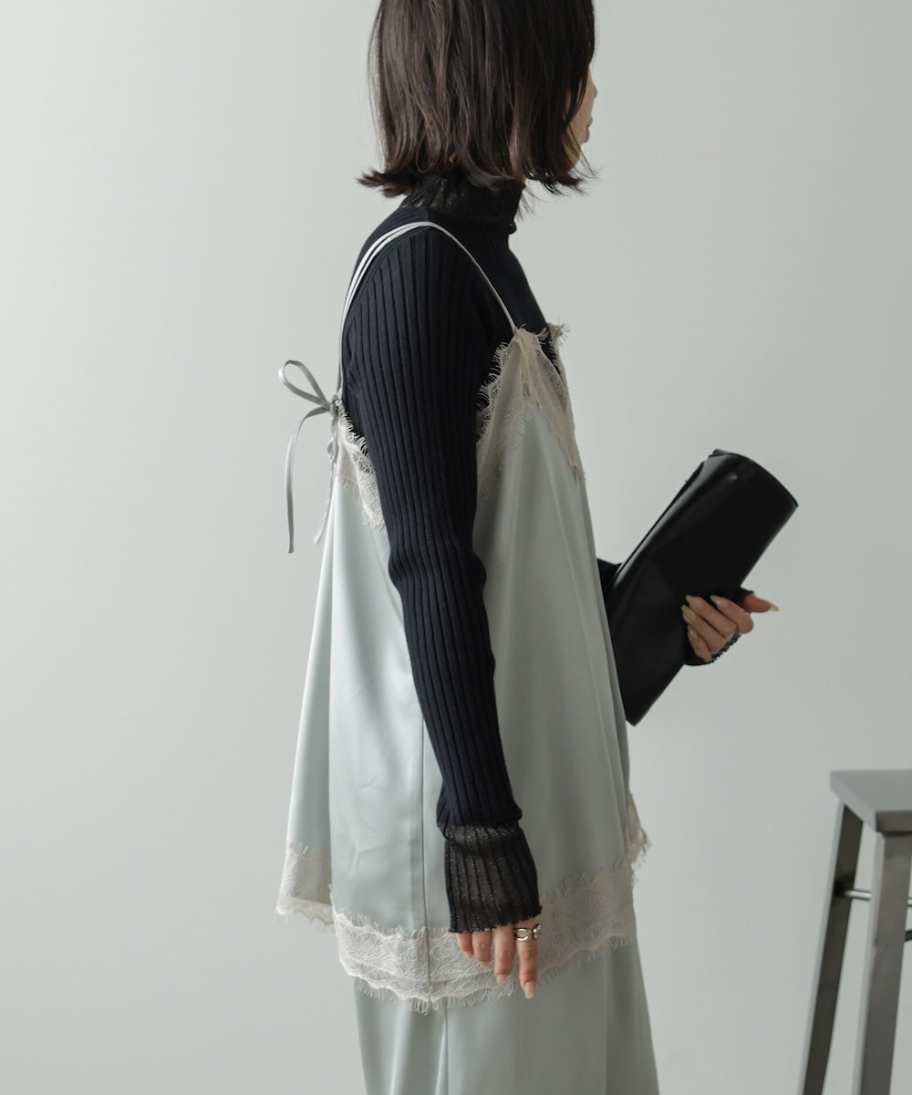◆発売前◆【プチハイネック】袖シアー使いリブニットトップス[9/3発売開始]
