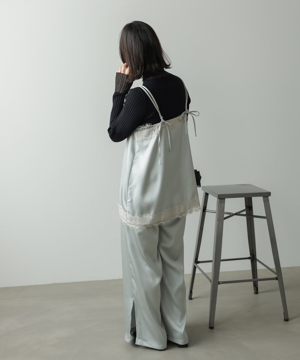 ◆発売前◆【プチハイネック】袖シアー使いリブニットトップス[9/3発売開始]