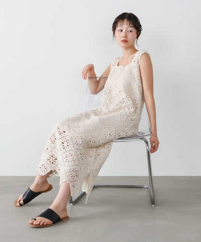 【選べるサイズ展開】ロムバスクロシェロングワンピース