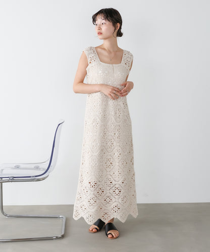 【選べるサイズ展開】ロムバスクロシェロングワンピース