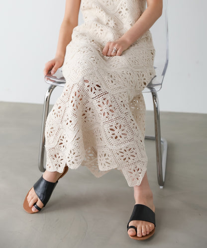 【選べるサイズ展開】ロムバスクロシェロングワンピース