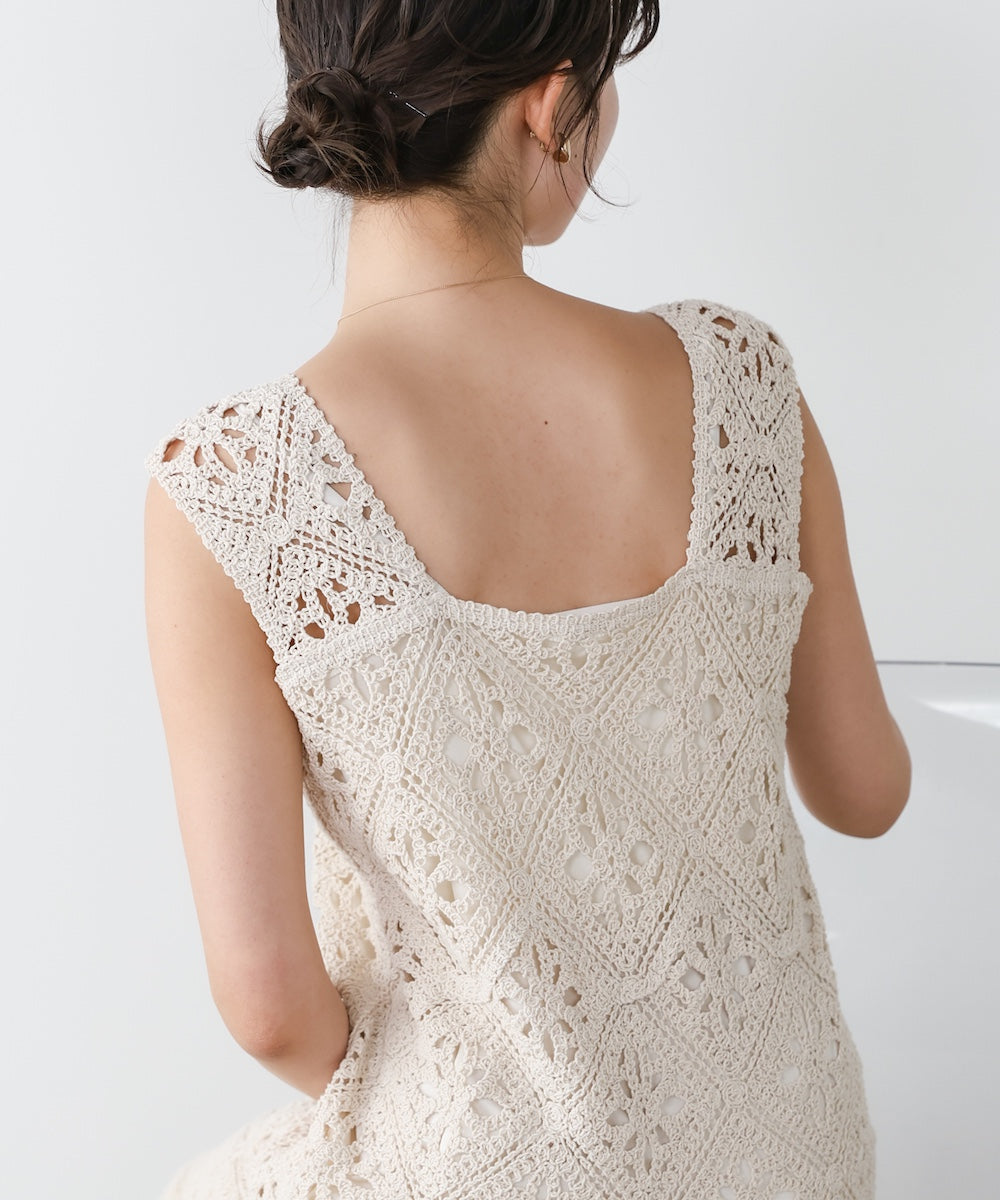 【選べるサイズ展開】ロムバスクロシェロングワンピース