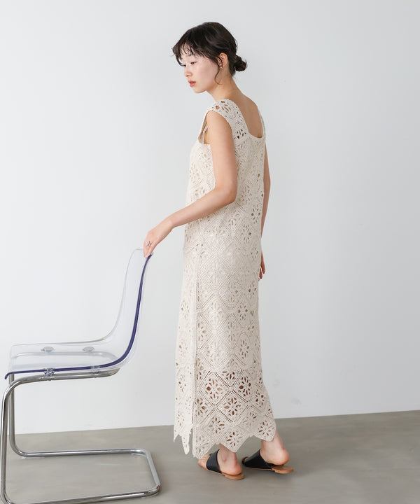 【選べるサイズ展開】ロムバスクロシェロングワンピース