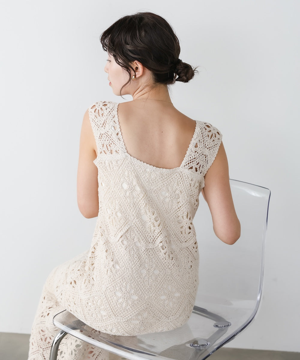 【選べるサイズ展開】ロムバスクロシェロングワンピース